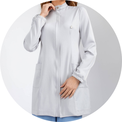 01 jaleco feminino essencial cinza claro