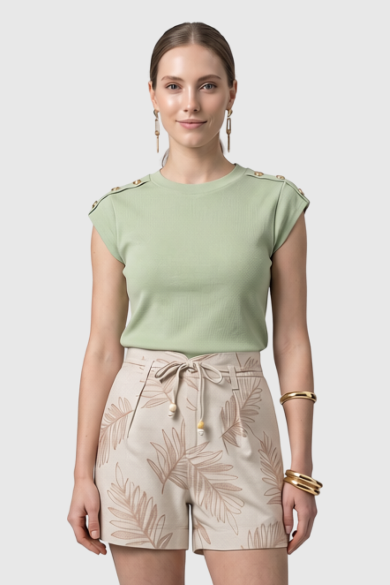 17 blusa feminina canelada botoes verde claro